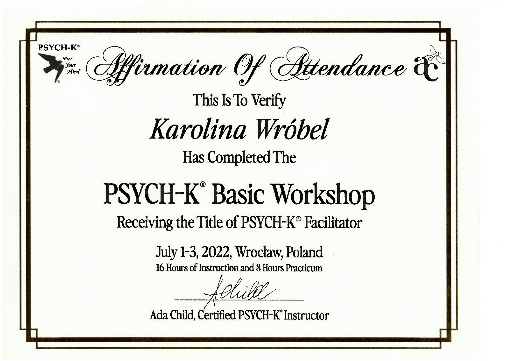 Certyfikat PSYCH-K